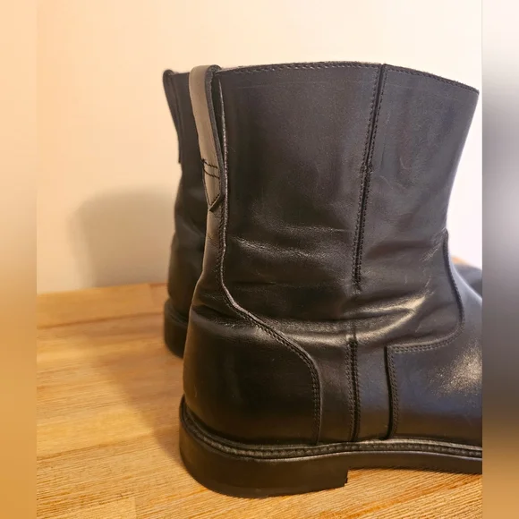 LEONARDO SHOES Mens Black Leather Short, Side Zip Boots LEONARDO SHOES Mens Black Leather Short, Side Zip Boots  main image 3